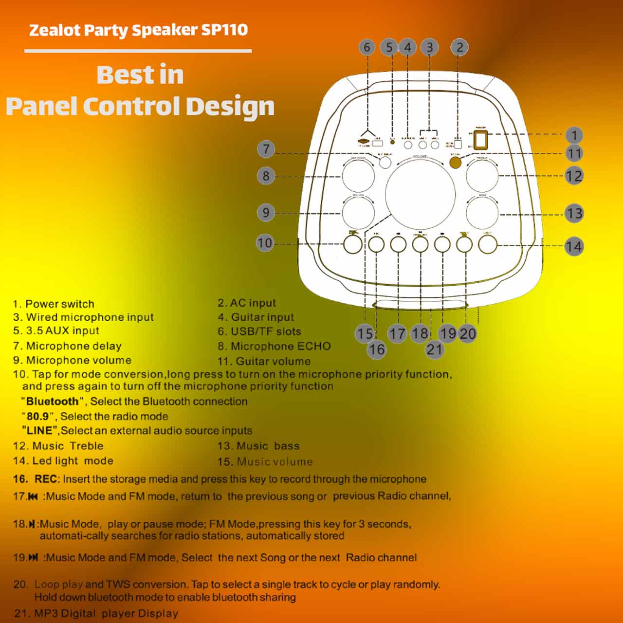 اسپیکر بی سیم قابل حمل ZEALOT مدل SP110 - مشکی